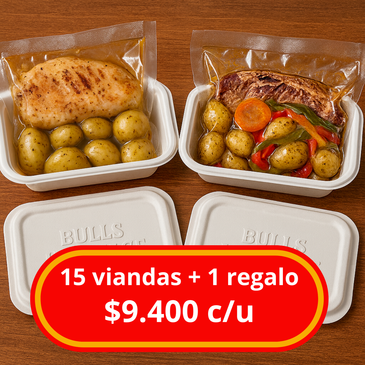 🥩 Pack FULL SEMANA (15 viandas surtidas + 1 de regalo) + ENVIO GRATIS ZONA OESTE(*)
