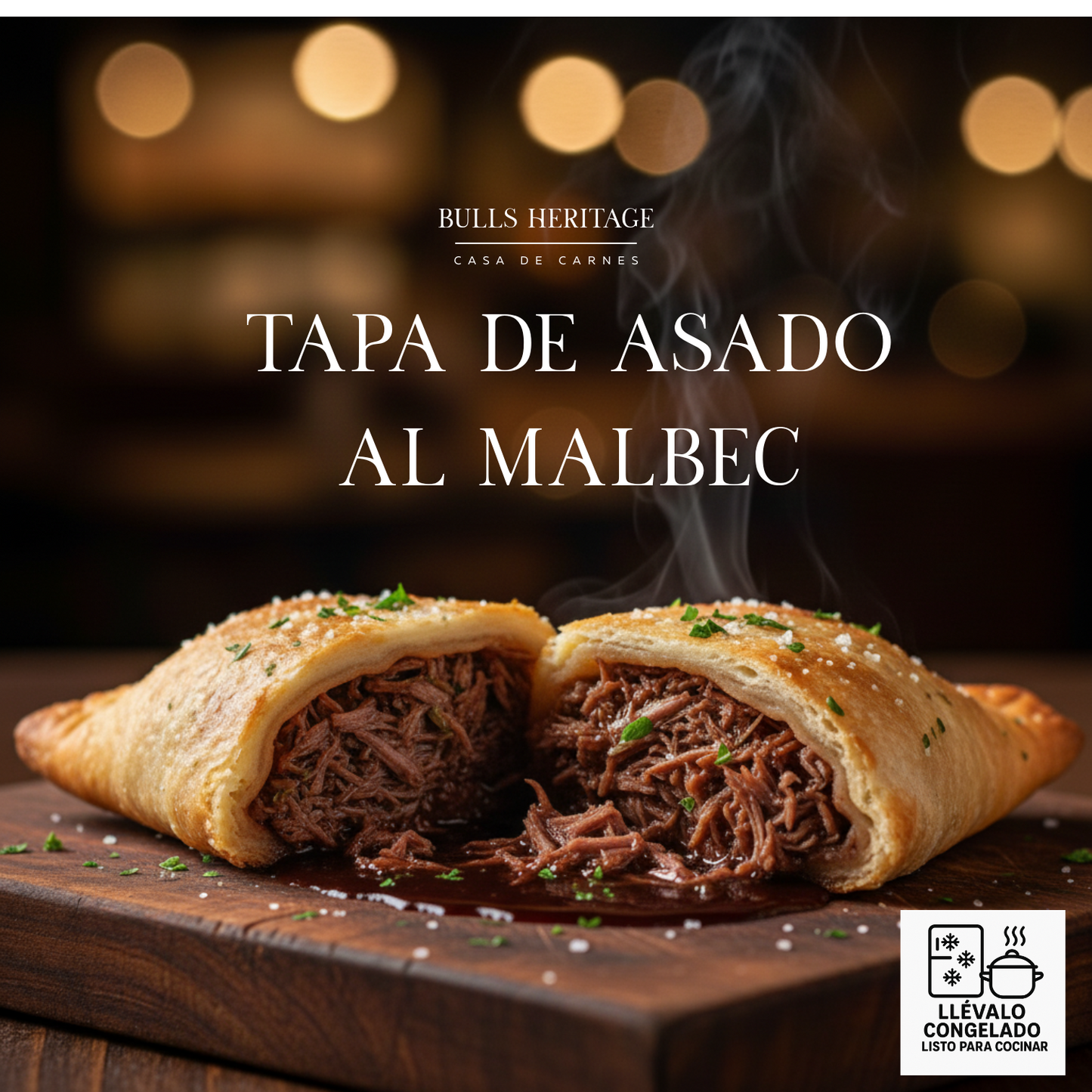 Empanada de Tapa de asado ahumada con salsa de malbec