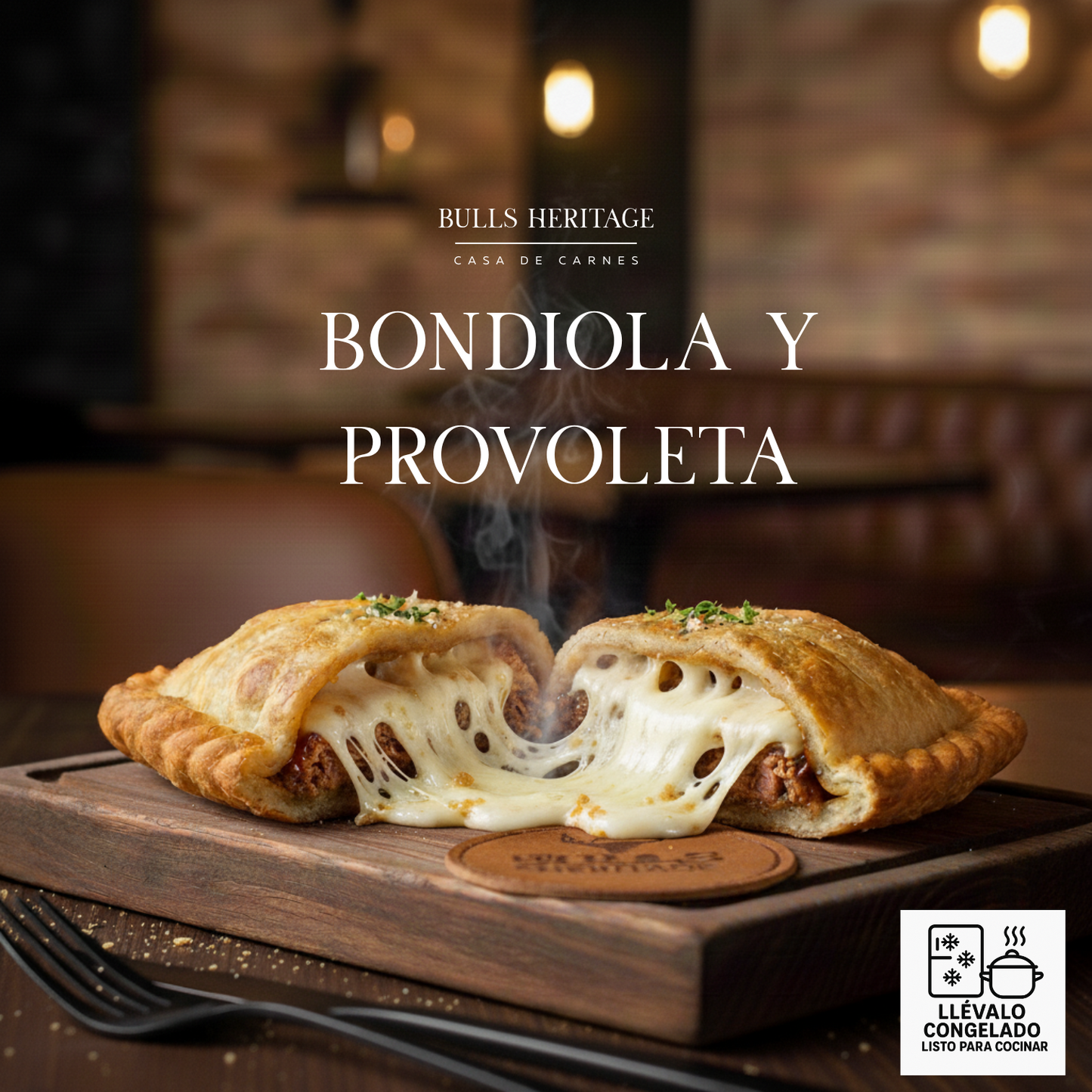 Empanada de Bondiola ahumada con salsa de barbacoa y corazón de provoleta